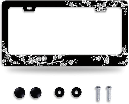 Cherry Blossoms License Plate Frame Beautiful Floral License Plate Frames by NEWCOCO