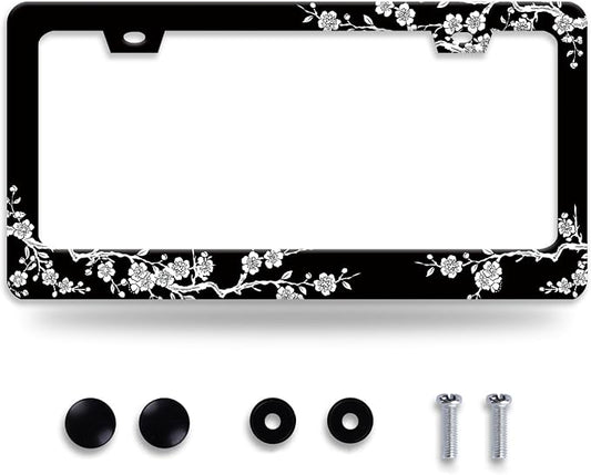 Cherry Blossoms License Plate Frame Beautiful Floral License Plate Frames by NEWCOCO