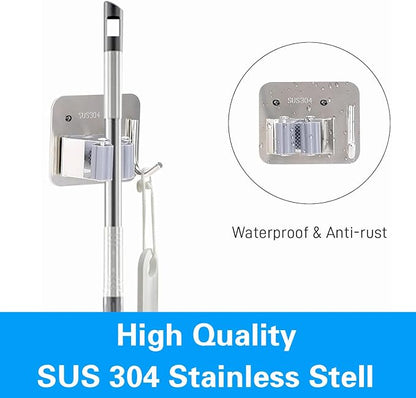 5 Pack Broom Holder Heavy Duty Stainless Steel Broom Hanger - Image 5