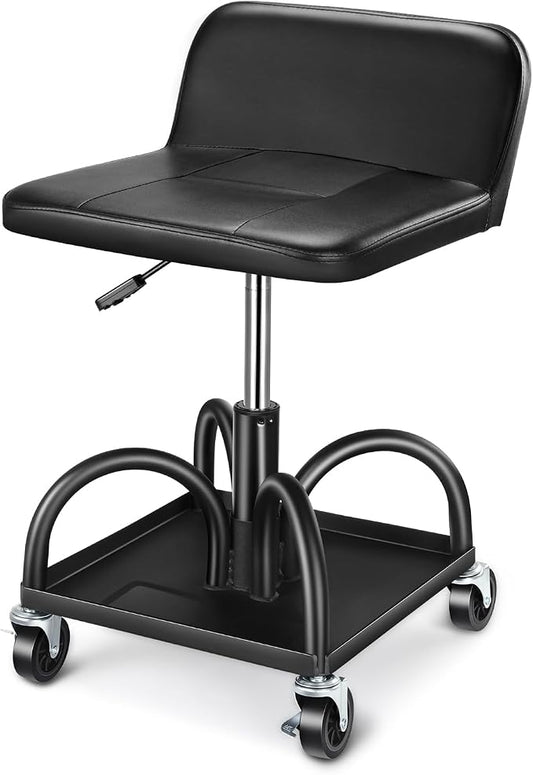 DNA MOTORING Rolling Padded Seat Adjustable Height Seat 330lbs Capacity Rolling by DNAMOTORING