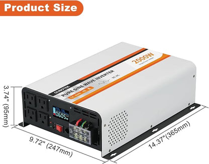 2000W Pure Sine Wave Inverter 12V DC to 120V AC Converter - Image 8