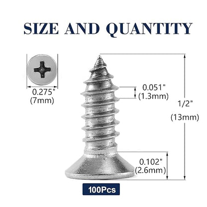 #6 x 1/2" Wood Screw 100Pcs 18-8 Stainless Steel Screws Flat Head Phillips Fast - Image 2