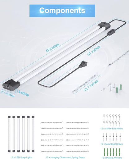 Ensenior 6 Pack Linkable Led Shop Light 4ft - Image 6