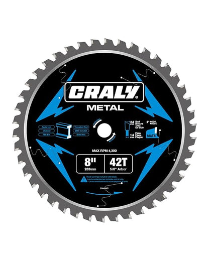 CRALY 8 Inch 42 Teeth Steel and Ferrous Metal Cutting Circular Saw Blade by CRALY