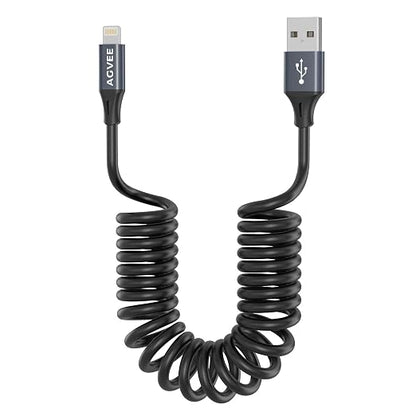 AGVEE 5ft Coiled Short USB to Lightning Charging Cable 3A Fast Charger Cord in by AGVEE