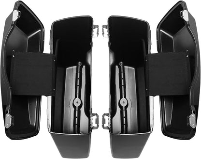 XFMT Motorcycle Vivid Black Hard Saddlebags Saddle Bags Trunk W/Lids & Latches - Image 5