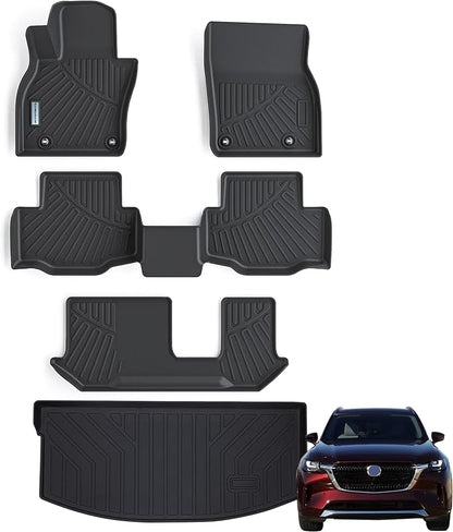 Floor Mats & Cargo Liner for 2024 2025 Mazda CX-90 CX90 PHEV 8 Seats（Not by SANBAN-AXE