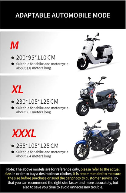Motorcycle Cover Waterproof Outdoor, 420D Heavy Duty, M 71in, All Season - Image 3