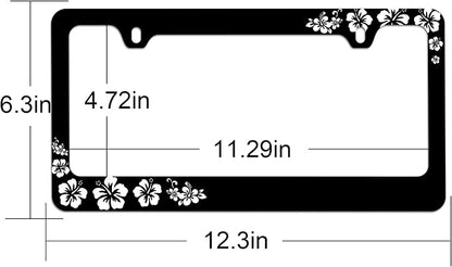 Stainless Steel Hibiscus Flower License Plate Frame Hibiscus License Plate - Image 2