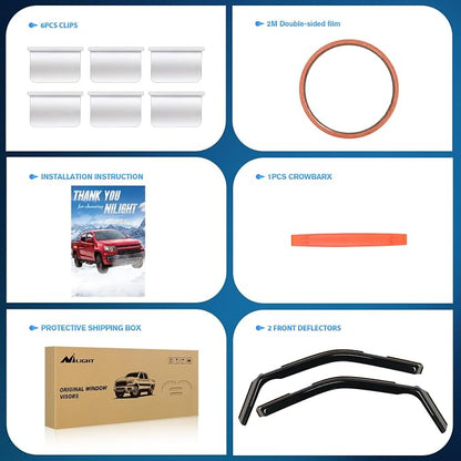 Nilight in-Channel Rain Guards for Ford F150 2021 2022 2023 2024 Regular - Image 6