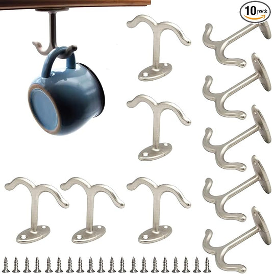 10 Pcs Zinc Alloy Ceiling Double Hook Cabinet Wardrobe Coat Towel Hat Hook by FanSiVoKe