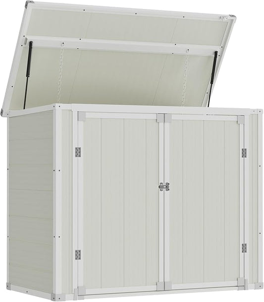 Amopatio 41 Cu Ft Outdoor Storage Shed, Horizontal Resin Trash Can Storage by Amopatio