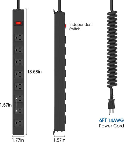 2Pack 8 Outlet Metal Wall Mount Power Strip, Mountable Outlet - Image 3