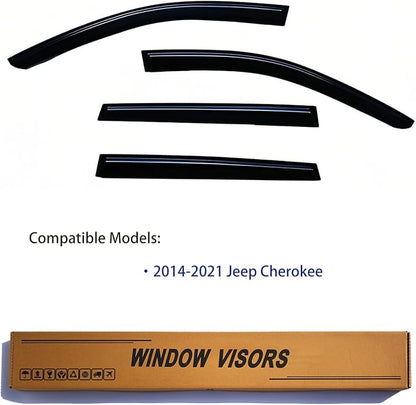 Window Visors Rain Guards fits 2014-2021 Cherokee, Out-Channel Window Wind - Image 2