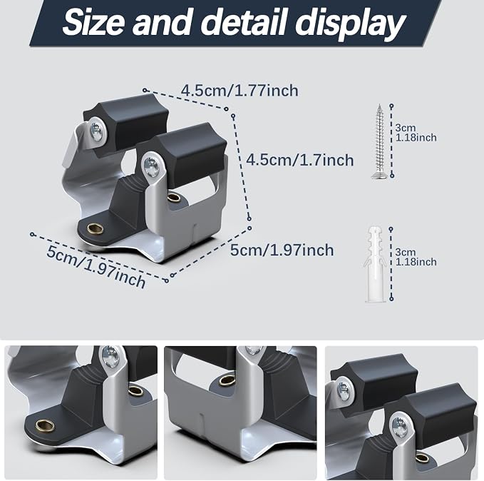 3-H 4 Pack Mop and Broom Holder Big Size Hanging 1 KG Extra, Broom Holder Wall - Image 3
