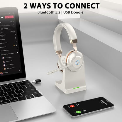 Wireless Headset with Mic for Work, V5.2 Wireless Headphones with Mic Noise - Image 5