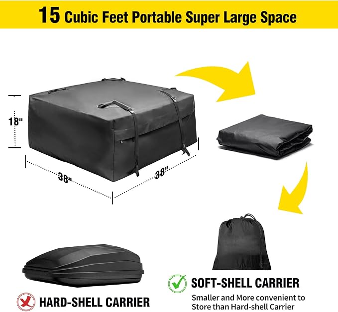 Leader Accessories Roof Rack Cargo Basket Set, Cargo Carrier Bag 15 Cubic Feet - Image 5