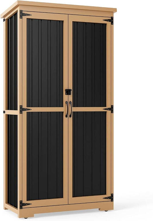 Outdoor Storage Cabinet Weatherproof, Wood & Metal Storage Shed by MAGAZOOPET