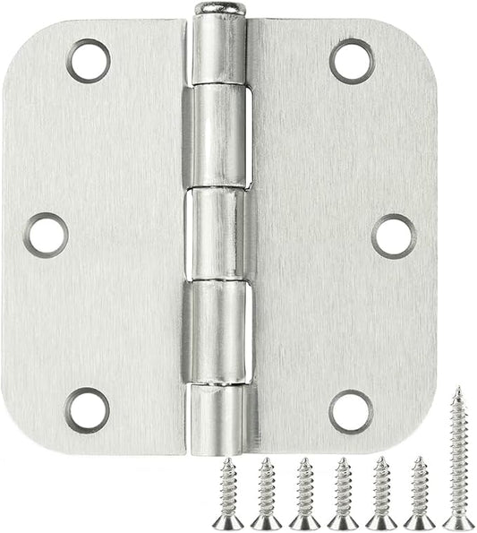 100 Pack Interior Door Hinges Brushed Nickel 3.5 inch x 3 1/2" 5/8" Round by TDCHINGES