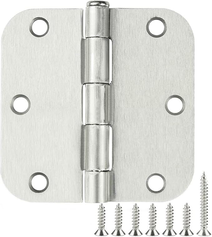 30 Pack Rounded Brushed Nickel Door Hinges 3.5 Inch 5/8" Radius 3 1/2" Satin by TDCHINGES
