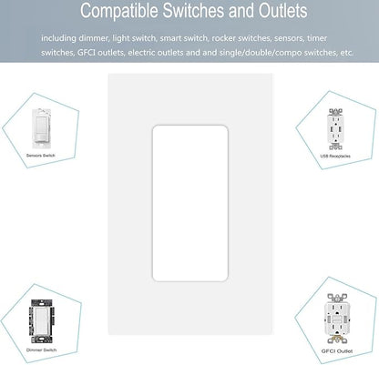 1-Gang Screwless Decora Wall Plate Cover Single Switch Outlet Electrical - Image 3