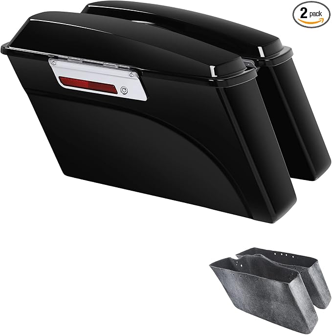 XFMT Motorcycle Saddlebags Vivid Black Hard Saddle Bags Trunk by XFMT