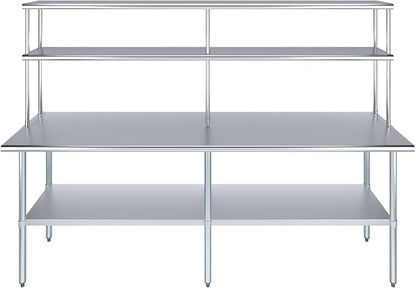 Amgood Stainless Steel Work Table Double Tier Overshelf | Metal Kitchen Prep - Image 2