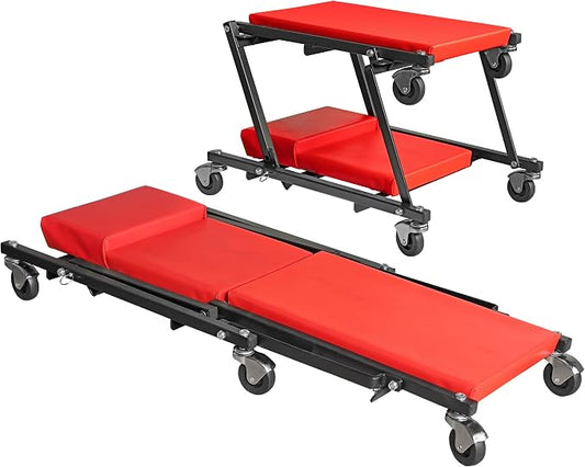 TCE 36" Rolling Foldable Automotive Creeper, 2-in-1 Garage Shop Creeper by TCE