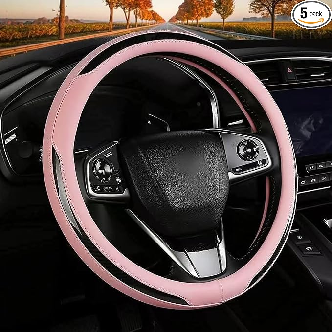 New Leather Car Steering Wheel Cover, Non-Slip Car Wheel Cover Protector by XIANGDINGCAR
