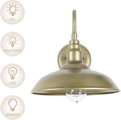 10 Inch Gooseneck Barn Light for Farmhouse, Brass Exterior Barn Style Light - Image 8