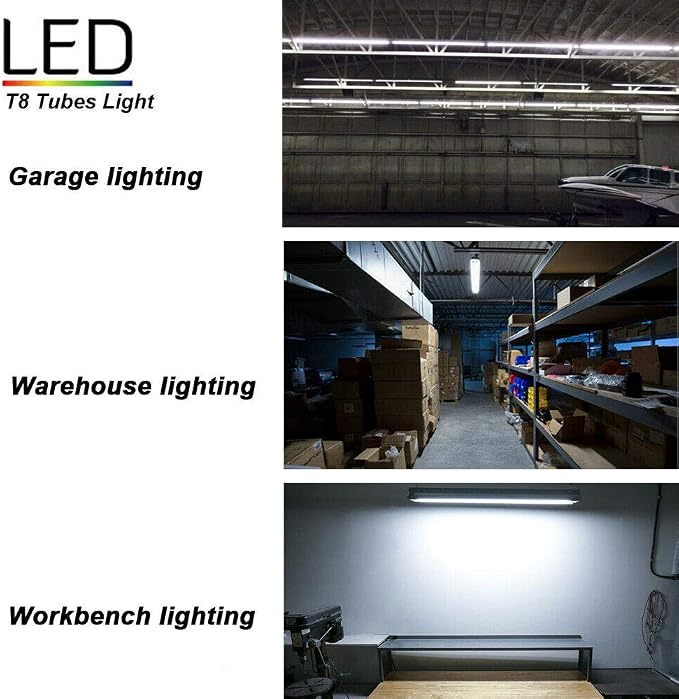 4 Pack 4FT LED Shop Light Fixture, 72W 9500LM 5000K, Daylight White, 4 Row V - Image 7