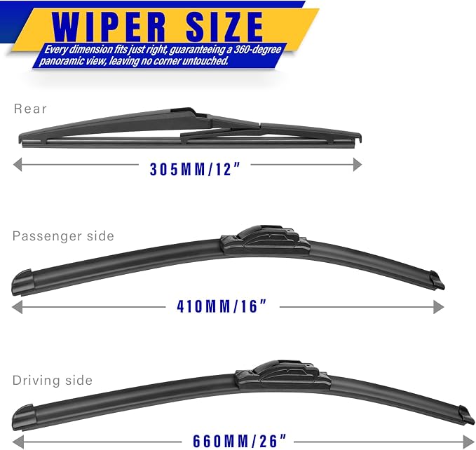 3 wipers Replacement for 2019-2022 2023 Toyota rav4/2006-2015 Mazda 5, - Image 2