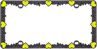 Creathome 3D Daisy Heart License Plate Frame from Pure Zinc Alloy Metal Perfect - Image 3