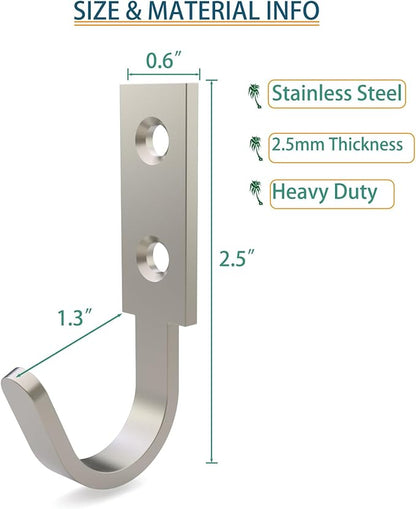 Hooks for Hanging Stainless Steel Heavy Duty Coat Hook Wall Hooks Robe Hanger - Image 2