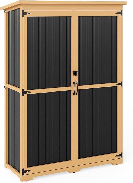 Outdoor Storage Shed with Adjustable Shelf, Wood & Metal Storage Cabinet by MAGAZOOPET