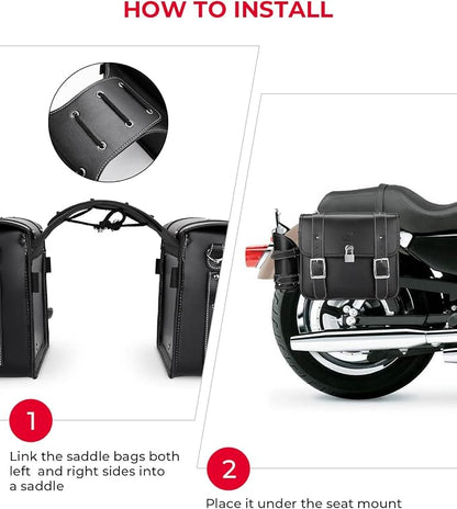 KEMIMOTO Motorcycle Saddlebags Throw Over Saddle bags 20L Faux Leather Side - Image 7