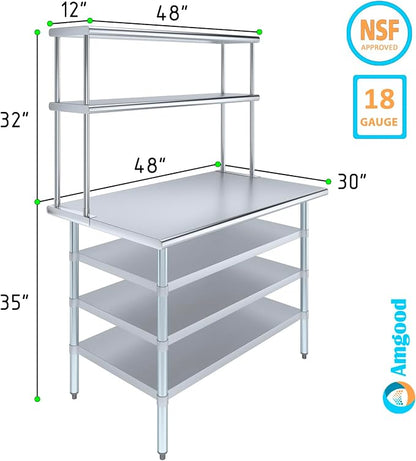 Amgood 30" x 48" Stainless Steel Work Table - Image 3