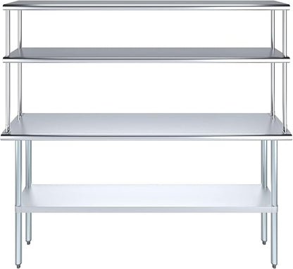 Amgood Stainless Steel Work Table Double Tier Overshelf | NSF - Image 2