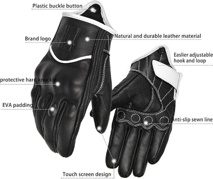 Harssidanzar Leather Motorcycle Gloves - Image 3