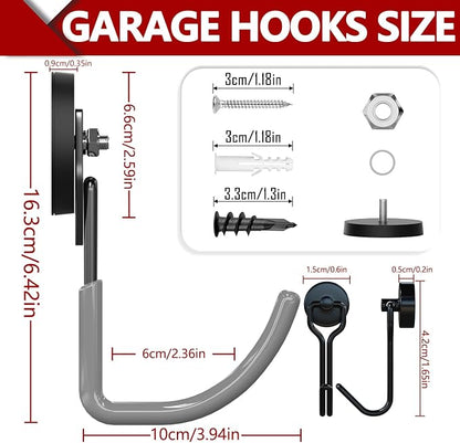 3-H Heavy Duty Magnet Garage Hooks 2 Pack, J Shape Strong Magnetic Hooks - Image 3