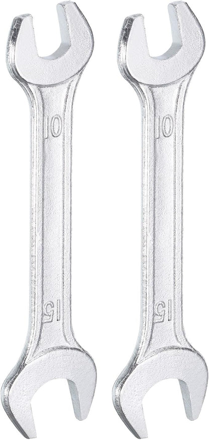 HARFINGTON 2pcs Double Open End Wrench 10mm x 15mm Metric 15 Degree Offset by HARFINGTON