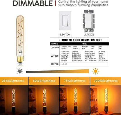 Dimmable T10 LED Bulbs, Warm White 2200K Amber, 7.3inch Long Tubular Light Bulb - Image 4