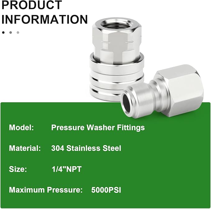 TAISHER 12PCS 304 Stainless Steel Pressure Washer Adapter Kit, Quick Connect - Image 4