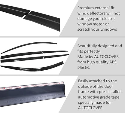 AUTOCLOVER Tape-On Rain Guards Window Visors 6 Pcs Set - Image 5