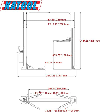 11000lbs Lifting Capacity 2 Post Lift Automotive Car Lift Professional - Image 3