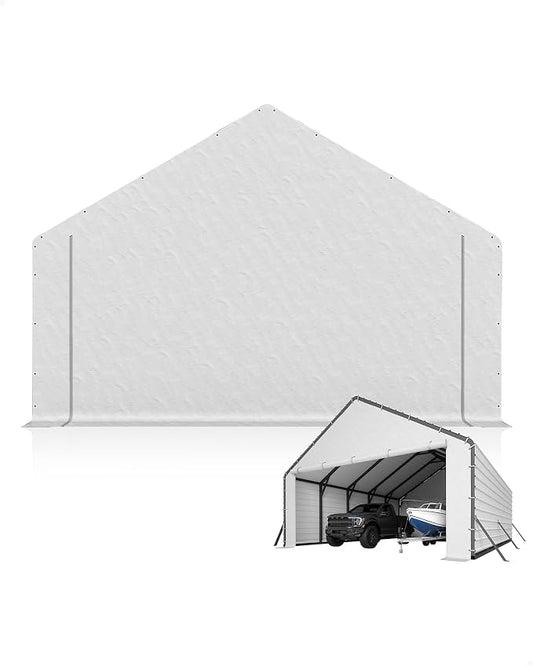 Door Panels with Zippers Tarp for Metal Carport 13x26 Ft, 13x21 Ft, and 13x16 Ft by GarveeLife