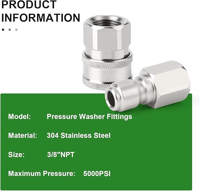 TAISHER 12PCS 304 Stainless Steel Pressure Washer Adapter Kit, Quick Connect - Image 4