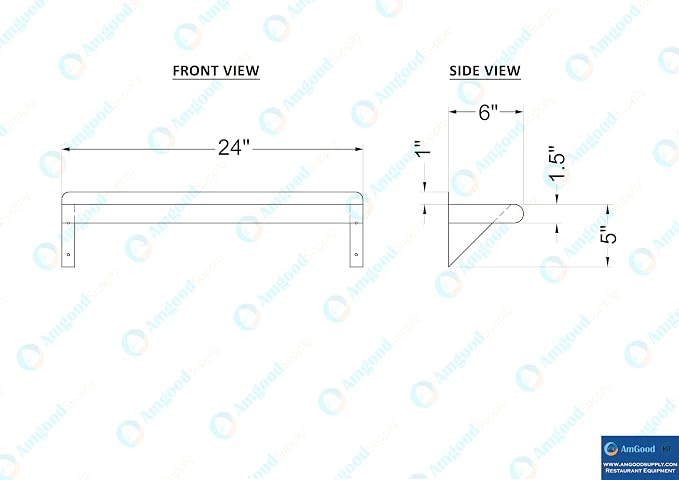 AmGood 24" Long X 6" Deep Stainless Steel Wall Shelf | NSF Certified | - Image 5