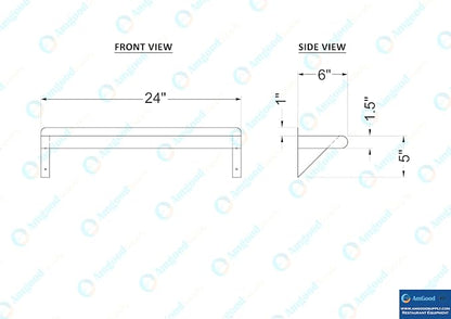 AmGood 24" Long X 6" Deep Stainless Steel Wall Shelf | NSF Certified | - Image 5