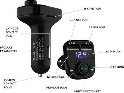 Handsfree Call Car Charger, Wireless Bluetooth FM Transmitter Radio Receiver - Image 8
